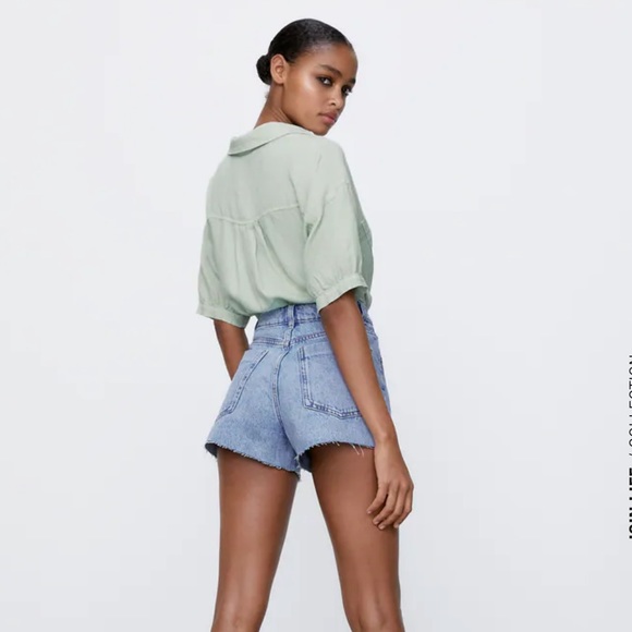 ZARA HIGH RISE DENIM SHORTS - Picture 5 of 5